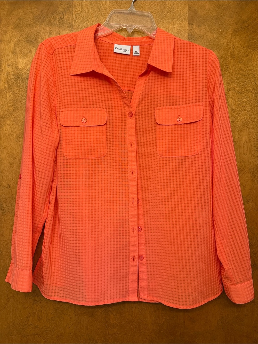 Kim Rogers Bright Coral Button-Up Shirt